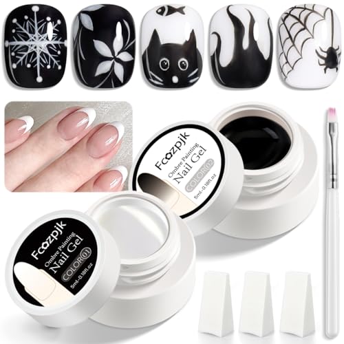 Gel Paint para Uñas, Pack 2 Gel Negro y Blanco miniatura 1
