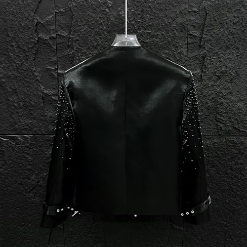 Veste courte à perles pour homme avec patchwork chic et col rond