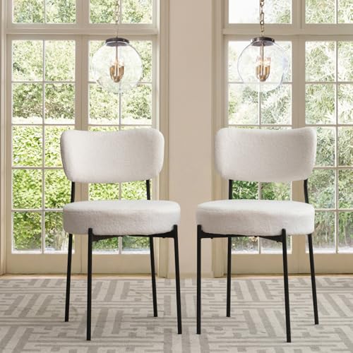 Stabrech White Boucle Dining Chairs