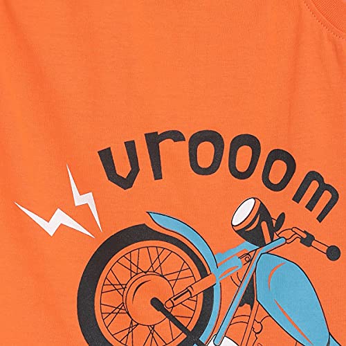 Image of miniklub Girls Orange Printed Round Neck T-Shirt
