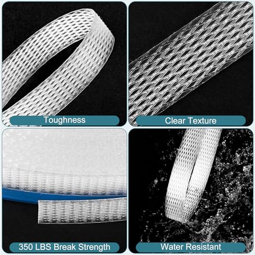 Image of MYFAMIREA Packaging Strapping Banding Roll with Pallet, 0.55'' x 3937'' Heavy Duty Pallet Strap 350 LBS Break Strength, Polypropylene(PP) Plastic Strapping for Box Packaging and Shipping, Clear