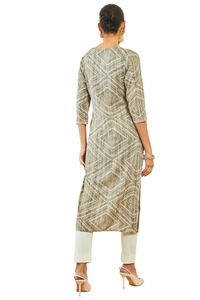 Kurta imprimé bandhani Soch en viscose avec broderie raffinée