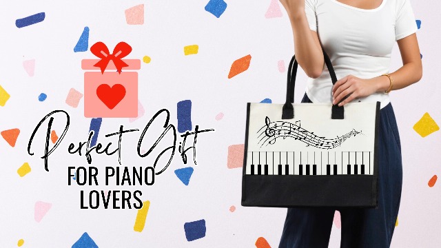 Bolsa Tote de Lona para Mujer con Diseño de Piano miniatura 7