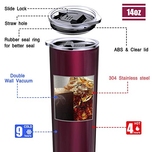 image for Umite Chef Straw Tumbler Skinny Travel Tumbler with Lid, Vacuum Insula