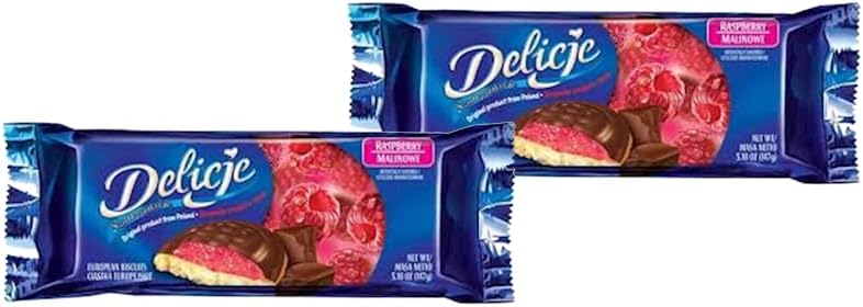 Delicje - Soft Biscuit Topped with Chocolate (2Pack) - Raspberry Filling, 147g