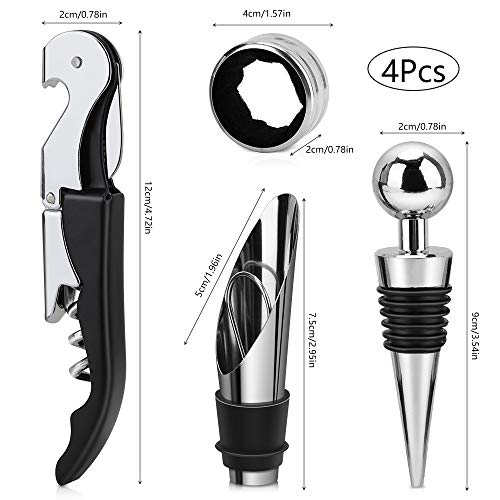 Abrebotellas 4 piezas sacacorchos Set Acero Inoxidable Kit de Apertura Botella de Vino Tapón para Vino Abrebotellas Vertedor Anillo de Goteo - imagen 2