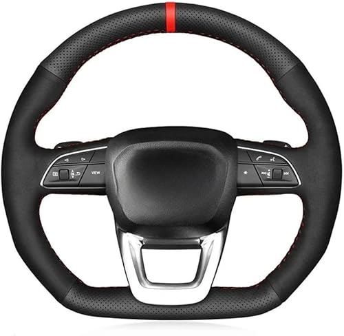 Miniatura 1 de MExmob Fundas de cuero negro para volante de automóvil, costuras a mano, para Audi Q3 2018-2019 Q5 FY 2017-2019 Q7 4M 2015-2019 Q8