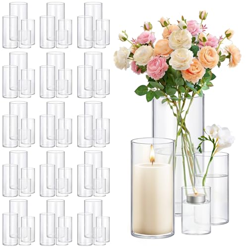 Vases cylindriques en verre pour composition florale et décoration de table
