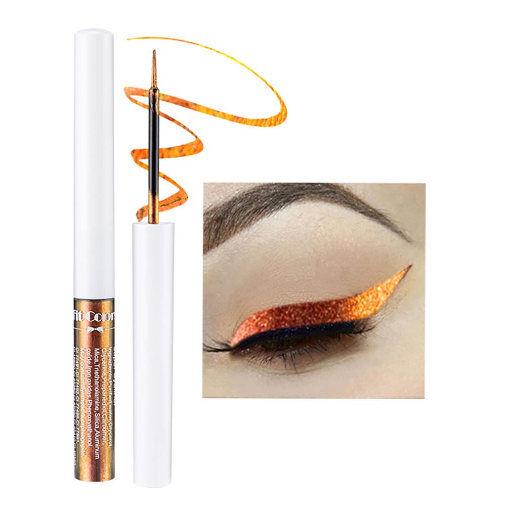 Mysense Chameleon Liquid Glitter Eyeliner, Metallic Satin Eyeliner Liquid Liner Multi-Reflective Sparkle Finish, Smudge-proof Long-lasting Glitter Eye Shadow Makeup, 03 Brown