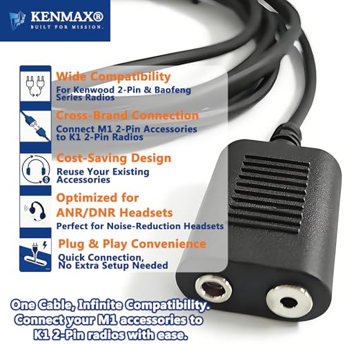 Cable de extensión para walkie talkie de 2 pines ideal para seguridad en eventos 2