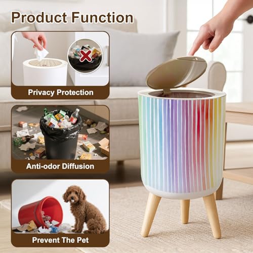 Caneca de basura redonda 7L con tapa y patas miniatura 6