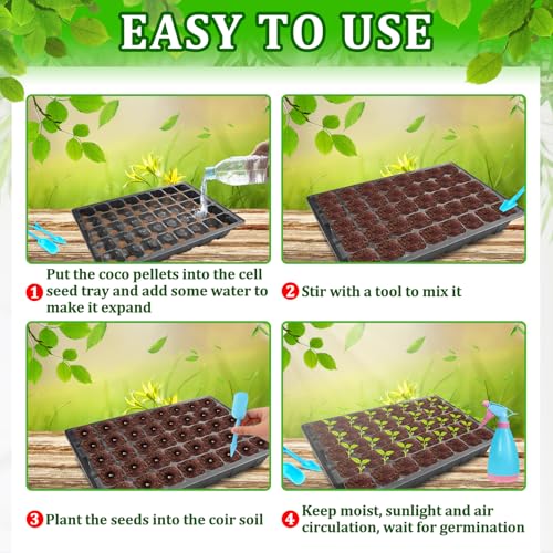 Halatool Seed Starter Kit 2 Pack 80 Cells Black Seed Starter Tray with 80 PCS Coco Pellets for Seedlings Organic Seed Stater Soil Pods for Planting Vegetables Plant Flowers Starting - Thumbnail 4