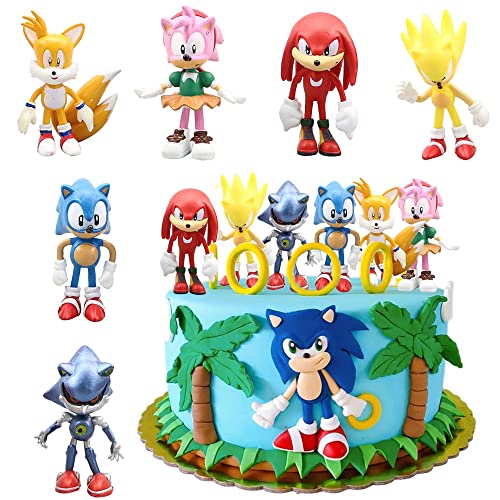 SUNSK Decoración para Tartas para Sonic Cumpleaños Decoración de Pastel Figuras Hedgehog Toppers...