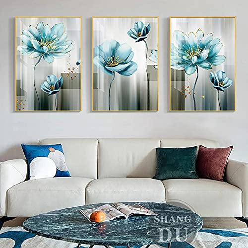 Toile salon bleu doré 40x60cm pour créer un espace artistique