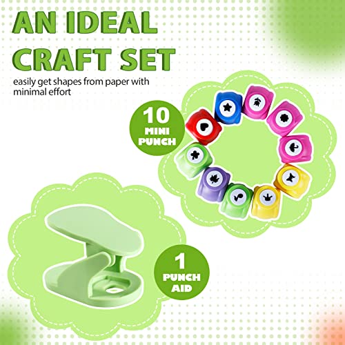 Ucec Hole Punch Shapes Craft Set + Punch Aid, Hole Puncher For Crafts, Hole Puncher For Kids, Craft Supplies For Kids Preschool Child Teacher Office 11Pcs #TOP3