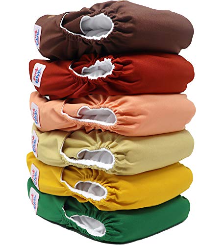 Pack de 6 Pañales de Tela Reutilizables para Bebés desde el Nacimiento hasta los 3 Años, Ajustables + 6 Insertos de Bambú Amigables con la Piel + 1 Bolsa Impermeable | Pink&Blue (Paquete Tierra)