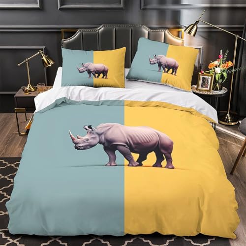 Housse de couette rhinocéros impression 3D haute définition en microfibre