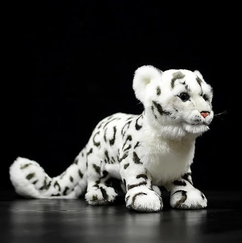 FIASHCN Lifelike Simulation Snow Leopard Plush Toy Cute Standing Cheetah Stuffed Animal Model Doll for Kids Birthday Gift 23cm Snow leopard