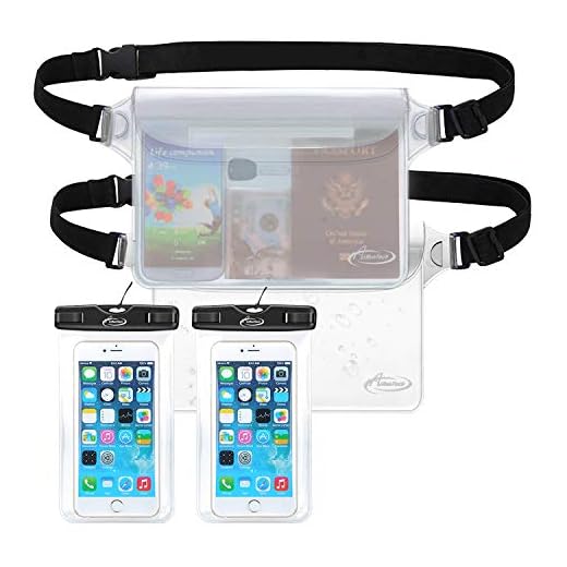 AiRunTech Waterproof Cell Phone Bag, 4 Pack Waterproof Dry Bag for Fishing, Sledding,Skating,Skiing,Snowshoeing Universal Waterproof Pouch for iPhone(2 Phone case(Clear) + 2 Fanny Pack(Clear))