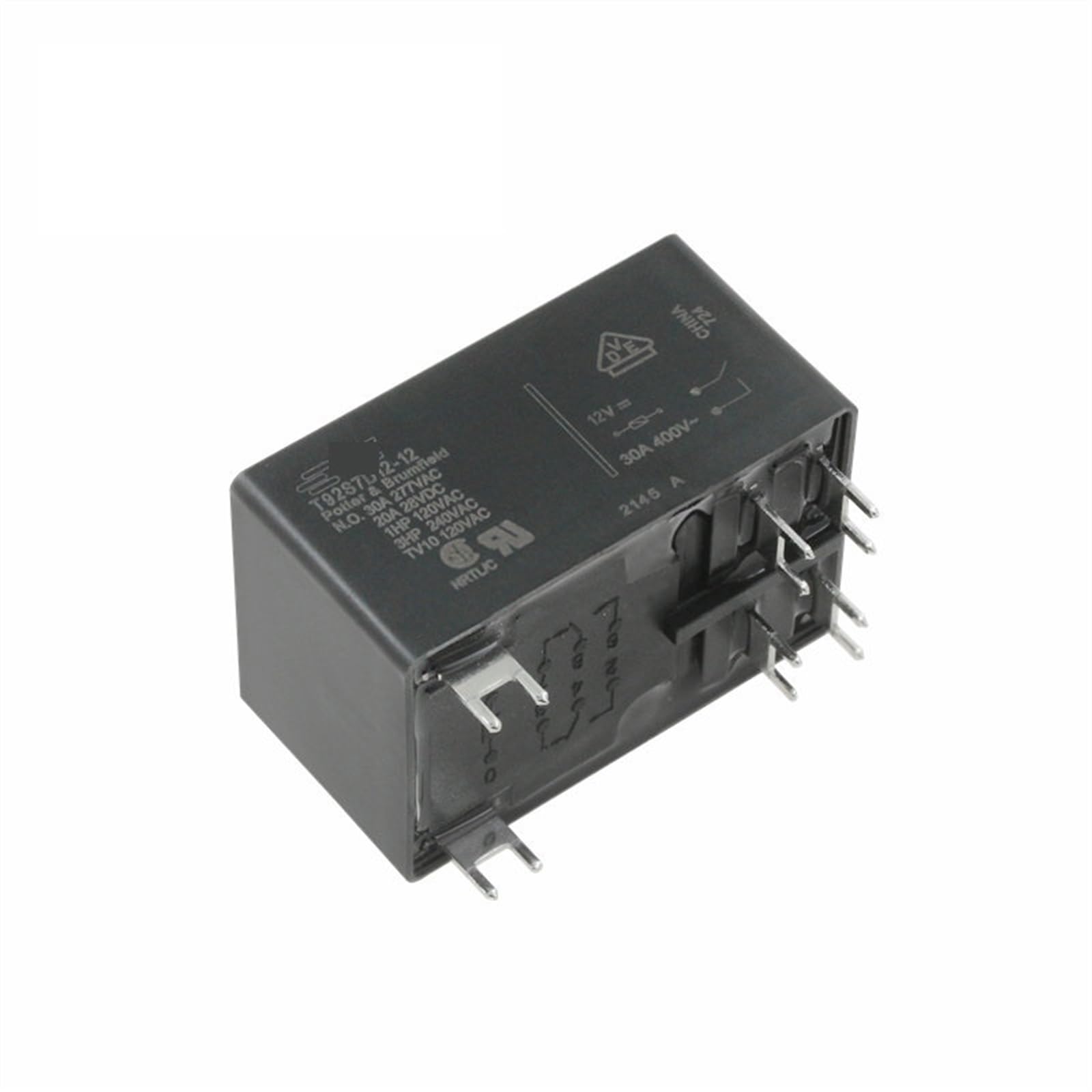 Relé T92S7D12-12 de 12V y 30A con 6 pines para control de potencia 8
