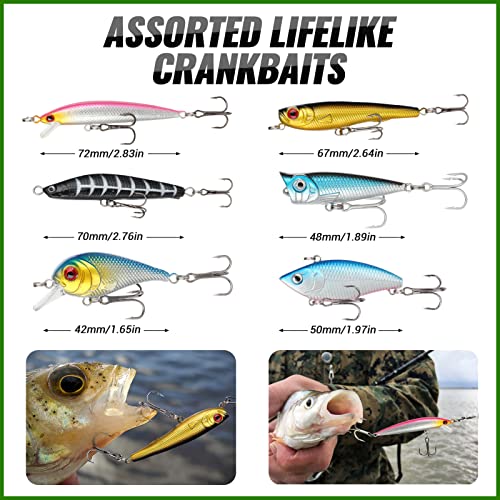 PLUSINNO Lot de 102 leurres artificiels avec stickbait, wobbler, vers, hameçons, grenouilles, clignotants et autres… - Image 4