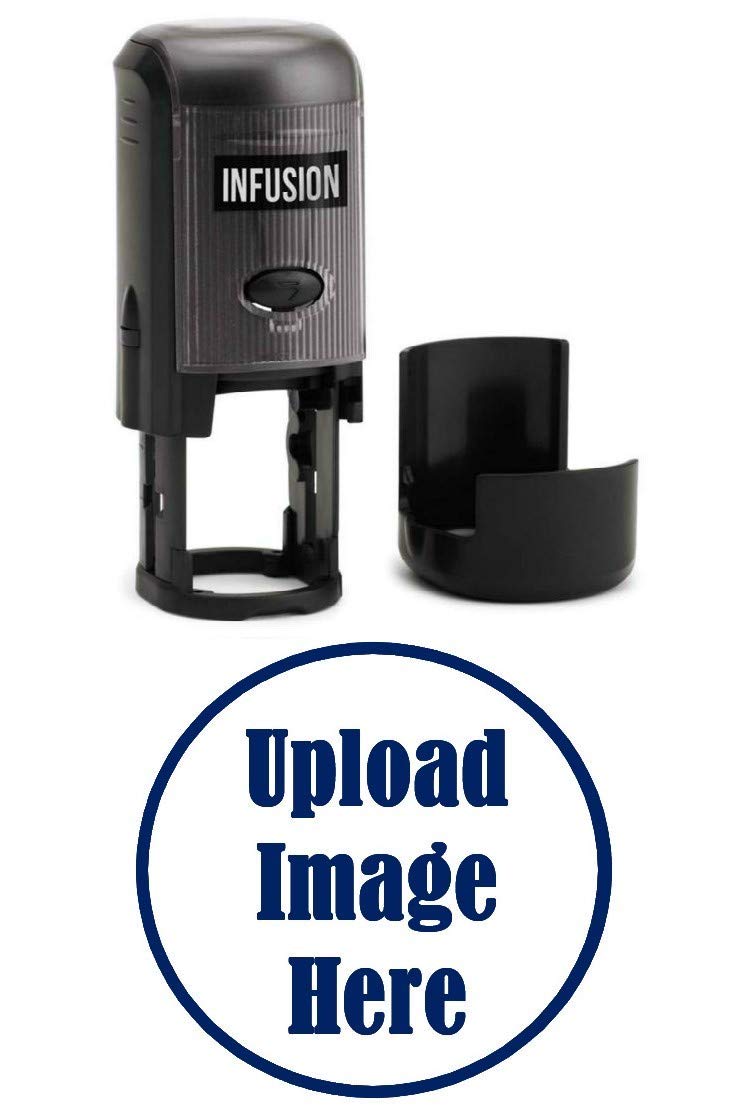 Infusion Custom Logo Round Self-Inking Rubber Stamp (1" Diameter), Navy