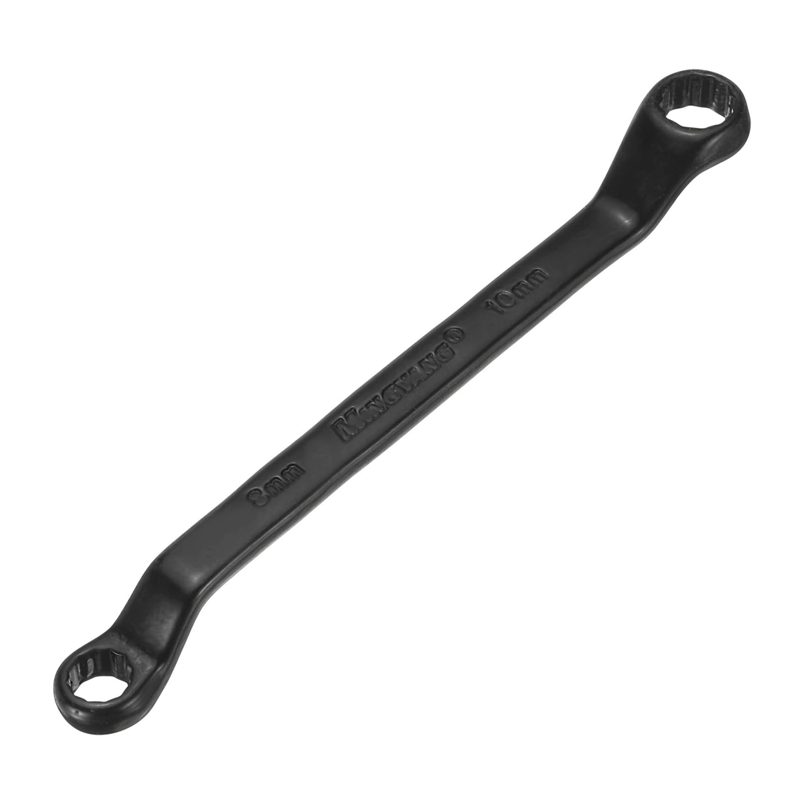 sourcing map 45 Degree Offset Box End Wrench 8mm x 10mm Metric 12 Point Chrome Vanadium Steel Double Box Wrenches Long Industrial Grade Torx Box Wrench Repair Tool, Black
