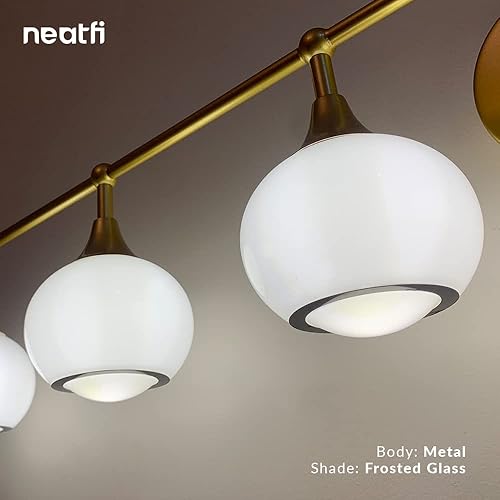 Miniatura 5 de Neatfi Luces de tocador de baño de 45 pulgadas, aplique de pared con pantallas de vidrio esmerilado para sala de estar, dormitorio, pasillo y