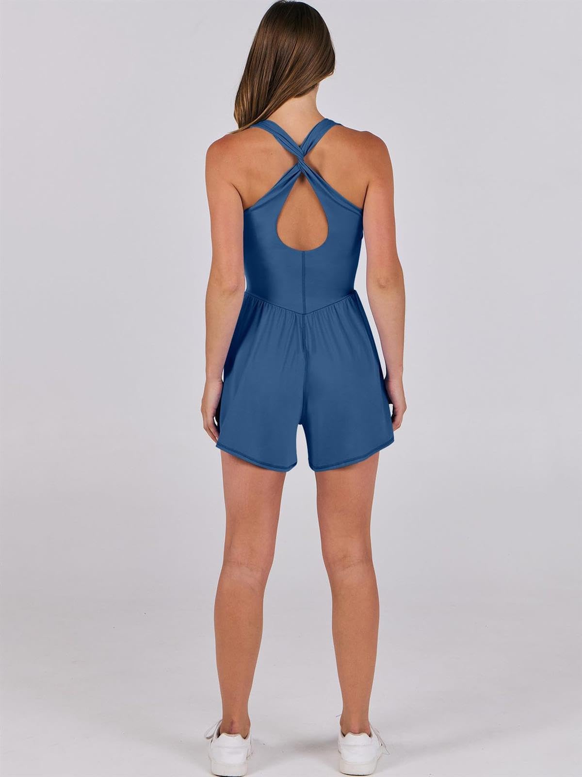 hixswnu Frauen Workout Strampler Laufen Onesie Kurze Athletische EIN Stück Jumpsuits Casual Sommer Outfits Gym Yoga Kleidung