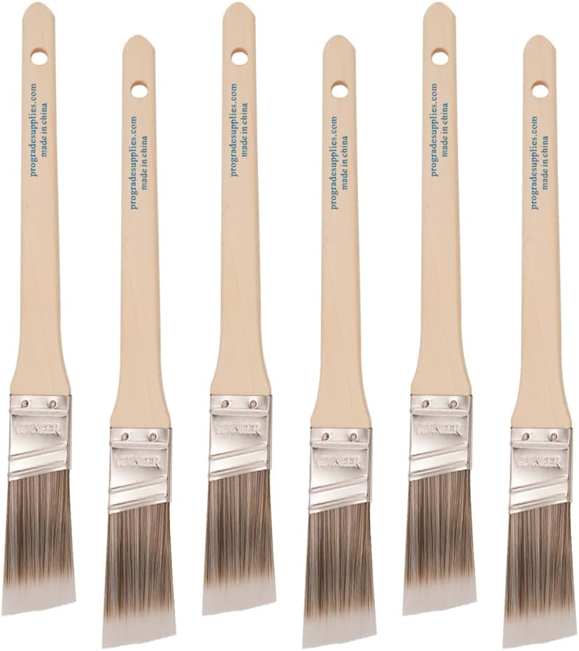 Vermeer Paint Brushes - 6-Pack - 1" Angle Sash Brushes for All Latex and Oil Paints & Stains - Home Improvement - Interior & Exterior Use