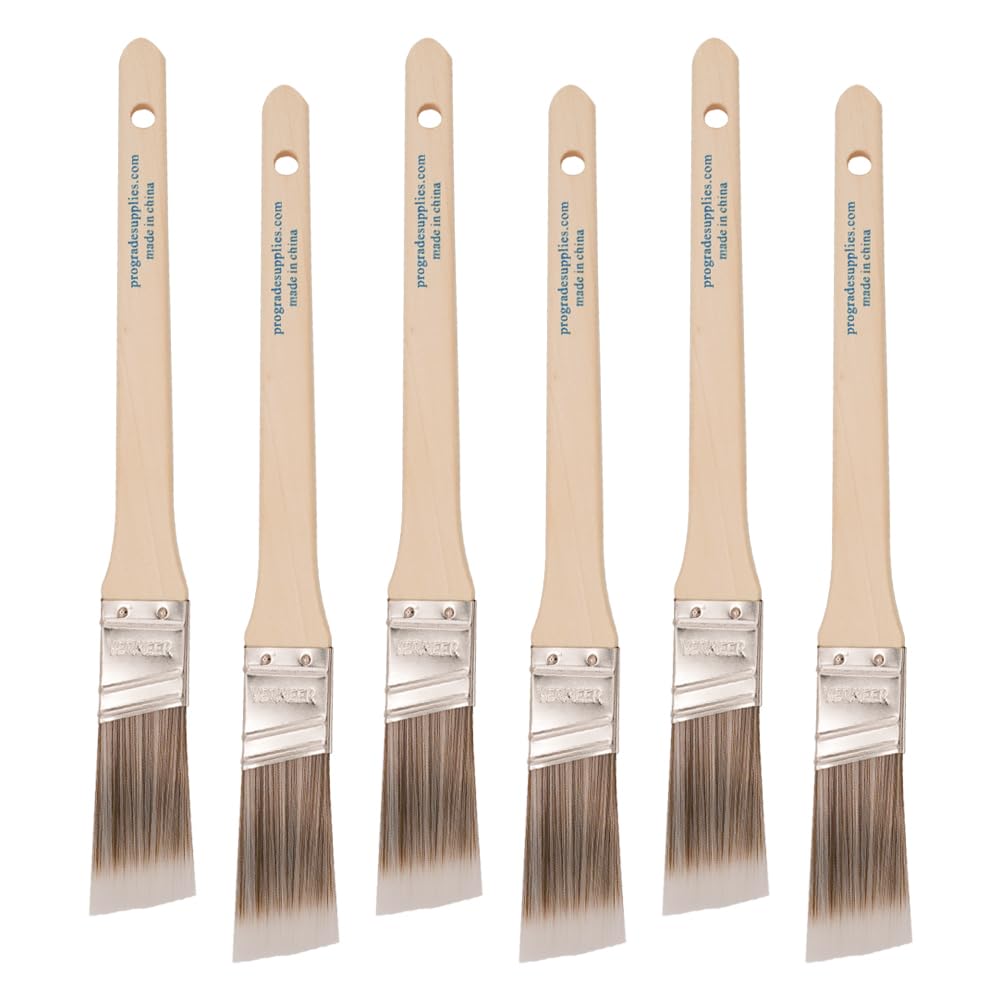 Vermeer Paint Brushes - 6-Pack - 1" Angle Sash Brushes for All Latex and Oil Paints & Stains - Home Improvement - Interior & Exterior Use