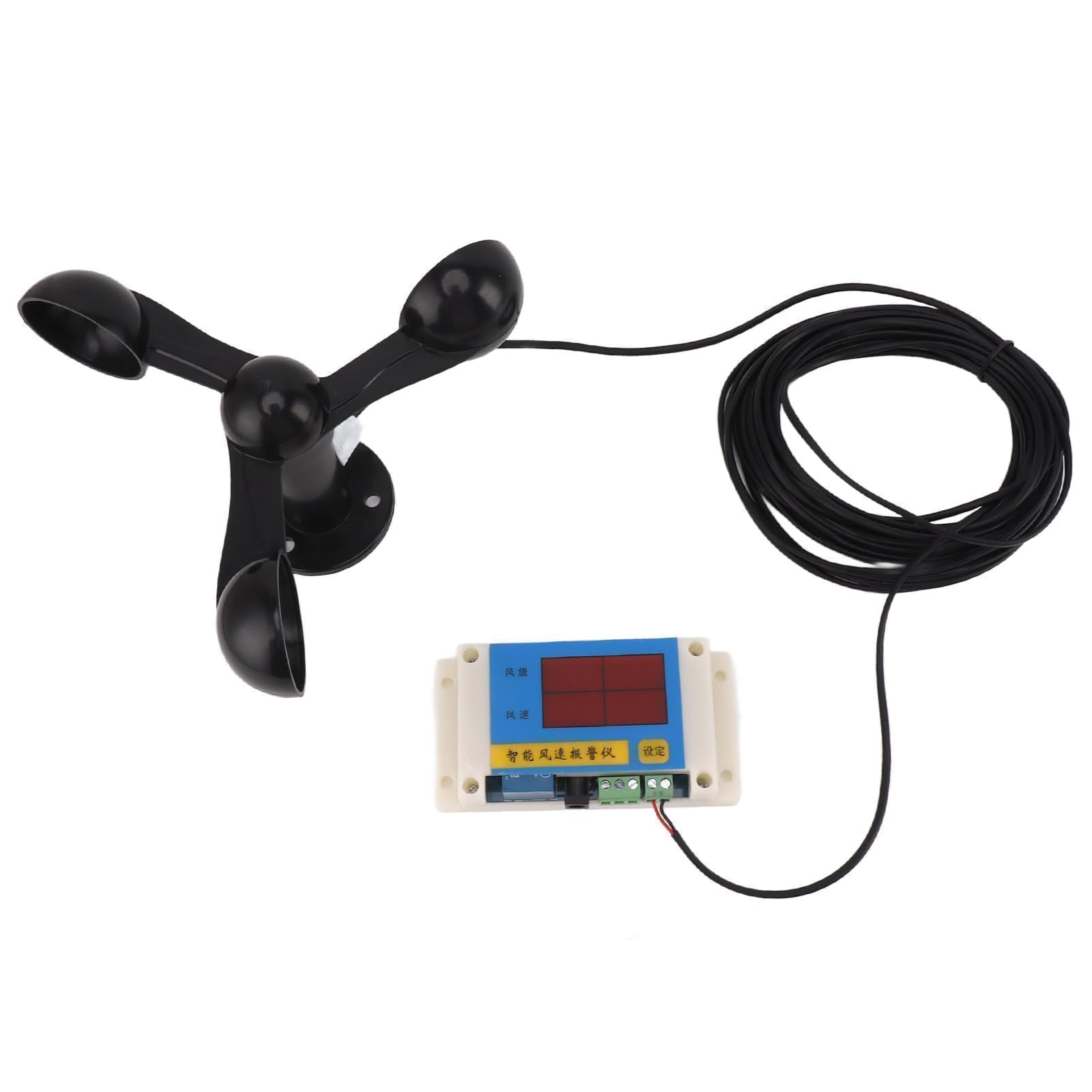 Anémomètre de Grue à Tour USB 5V 3 Lames Alarme de Vitesse du Vent Haute Précision Mémoire de Panne de Courant