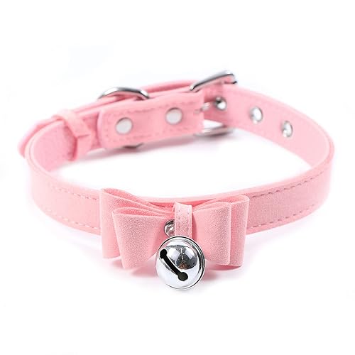 Succuba Bell Choker Collar Necklace Lolita Bow Padlock Collar Choker Necklace Kitty Velvet Necklace for Women and Men - A