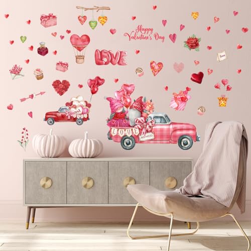 Vinilo decorativo amor rosa con camión rojo para pared miniatura 4