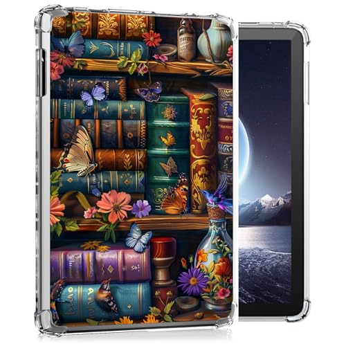 FXIANGWL Case for Kindle 11 2022 and Kindle 12th 2024 6 Inch Transparent Tablet Cover Library Wallpaper Lightweight Soft TPU Anti Scratch Shockproof Drop Protective Tablet Cover