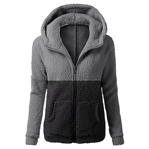 Zip Up Jackets for Women Trendy Fuzzy Fleece Jacket Casual Warm Long Sleeve Hoodies Winter Coats 2025