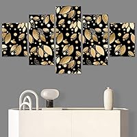 SIGNWIN 5 Panel Canvas Wall Art Modern Art Decorative Elements Fun Illustrations Leaves Multicolor Patterns for Home Decorations Ready to Hang - 60