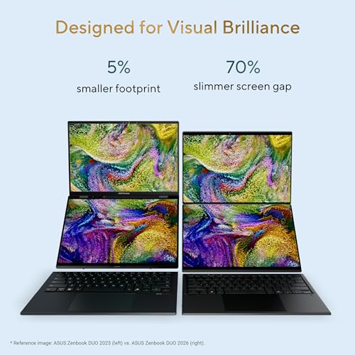 Image of ASUS Zenbook Duo (2026),Smartchoice,Intel Core Ultra 7 (Series 3),32GB RAM,1TB SSD,3K OLED,Touchscreen,14 inch(35.5 cm),Win 11,M365 Basic(1Y),Office 24,Moher Gray,1.65 Kg, UX8407AA-SN183WS,Copilot+ PC