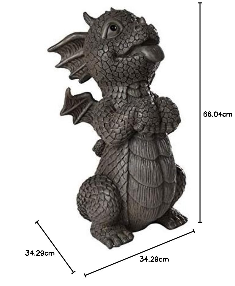 Pacific Giftware Gartenfigur bettelnder Drache Macht Männchen 26 cm - Gartendrache Fantasy Deko Statue Blumentopf