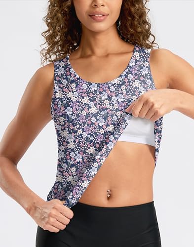 Image of G Gradual Tankini Tops for Women High Neck Swimsuits Swim Top Modest Bathing Suit Swimwear Tank Top only No Bottom