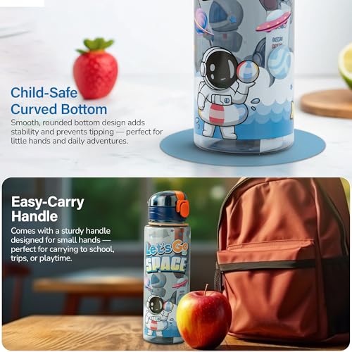 Image of BAYBEE Space 700ml Sipper Bottle for Kids, Anti-Spill Sippy Water Bottle- BPA Free |Sippy Cup, Baby Bottle Sippers | Sipper Water Bottle for Kids Infants & Toddlers 6 Months to 9 Years (Blue)