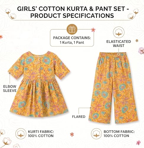 Image of Chandrakala Kids Kurti Pant Co-ord Set for Girls Ethnic Wear (KG119-P)