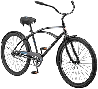 Schwinn Huron Adult Beach Cruiser Bike, Featuring 17-Inch/Medium Steel Step-Over Frames, 1-Speed Drivetrain, Black