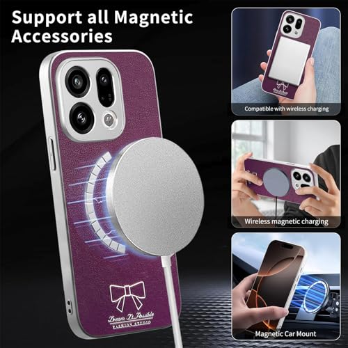 Image of for Oppo Find X9 5G Magnetic Case Butterfly Bow Pattern PU Leather + TPU + PC Shockproof Phone Cover - Purple