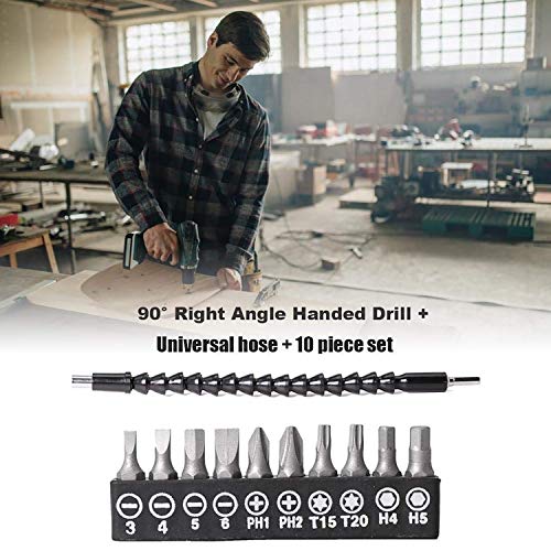 Yioyulen Flexible Drill Bit Extension 11.6Inch, Magnetic Bendable Drill Extension, Manual 90° Right Angle For Magnetic Hex Soft Shaft For Hand Drill Adaptor Size Hexagon 1/4" Black (12Pcs) #TOP2