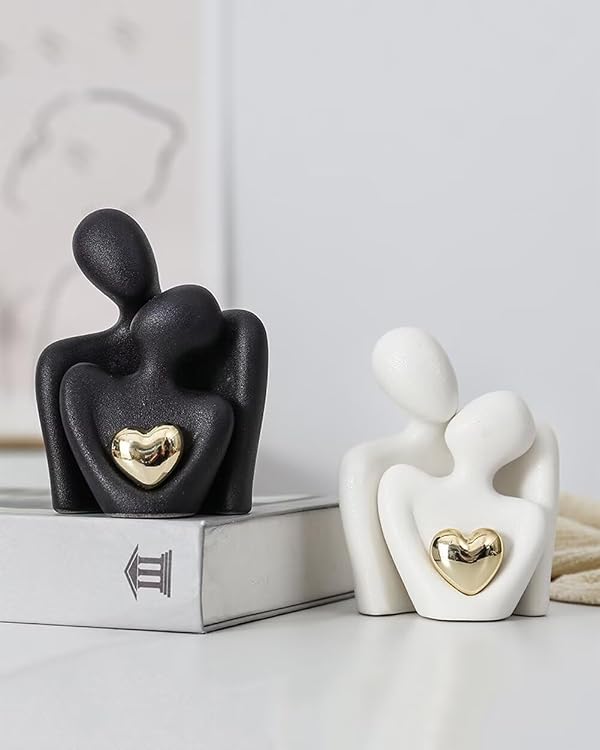 SEEK RARE Mini Couple Statue Decor Ceramic Love Sculpture for Bedroom Living Room Black M by SEEK RARE - Used condition - Image 3