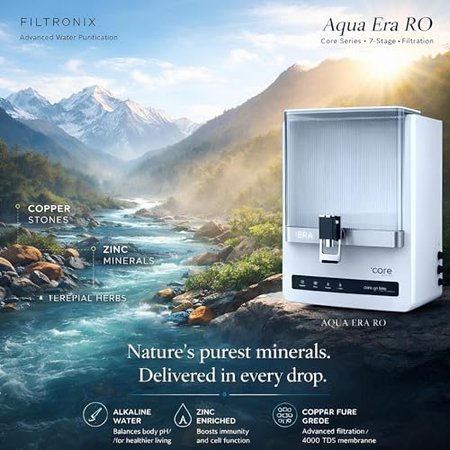 Image of Aqua Era RO Water Purifier for Home| High Capacity 9Liter Tank| 7 Stage Advanced Filtration| RO+PP+Sed+Carbon+Alk+Zinc+Copper| 4000 TDS | Best RO for Home, Office & Family (PEARL WHITE)