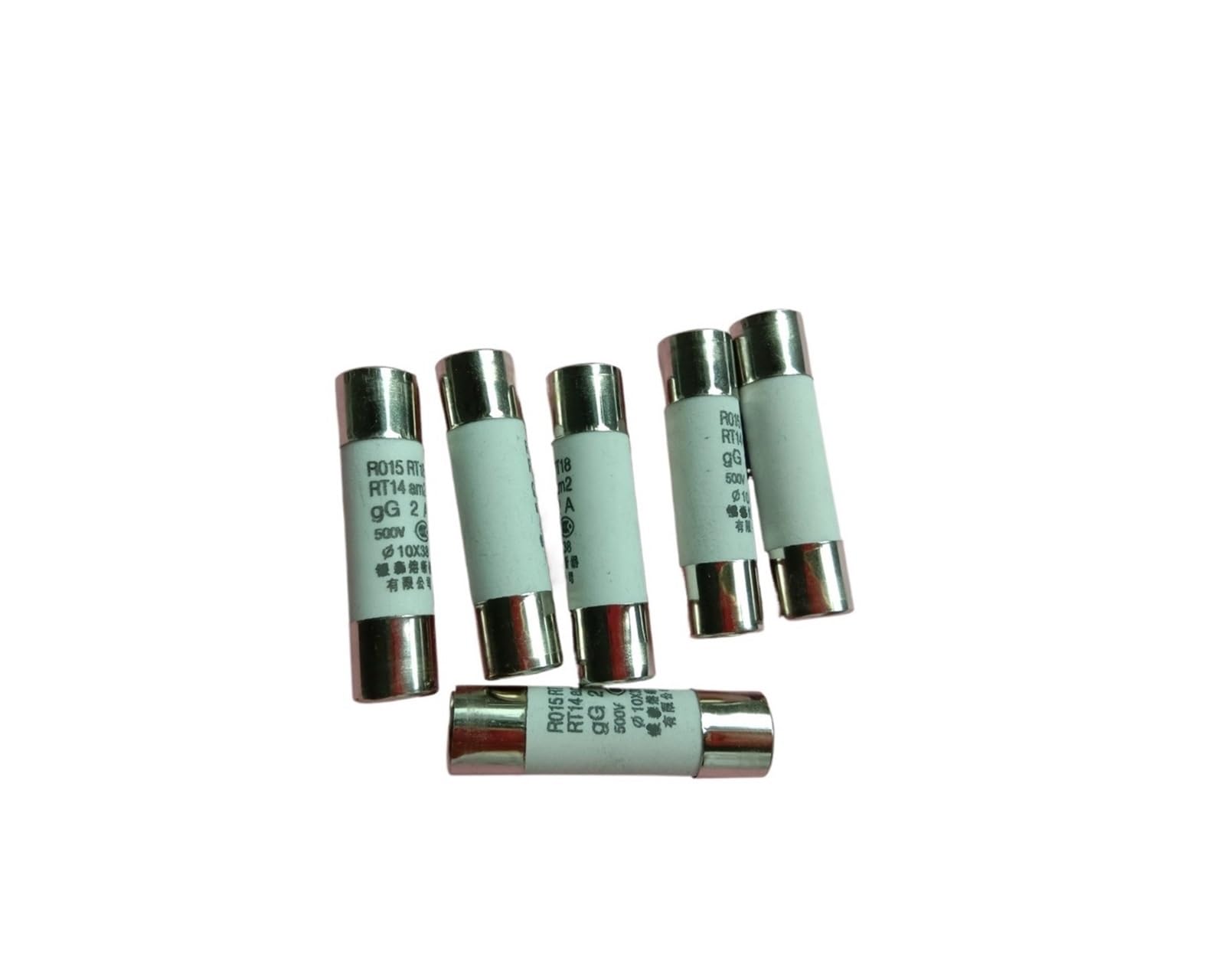 20 Piezas 500 V 2 A 10 mm x 38 mm Cartucho de Fusible de cerámica Relleno de Polvo cilíndrico