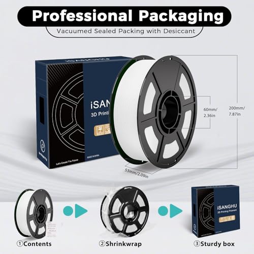 Image of 3D Printer PLA Filament White,30-300mm /s Neatly Wound 3D Printing Filament 2kg (4.4lbs),Pla for Bambu Lab 3D Printer,AMS,AMSLite, Pla Filament 1.75mm Dimensional Accuracy + /- 0.02mm White