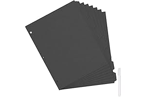3-Ring Binder Black Tab Dividers with 8-Tabs for Letter Size